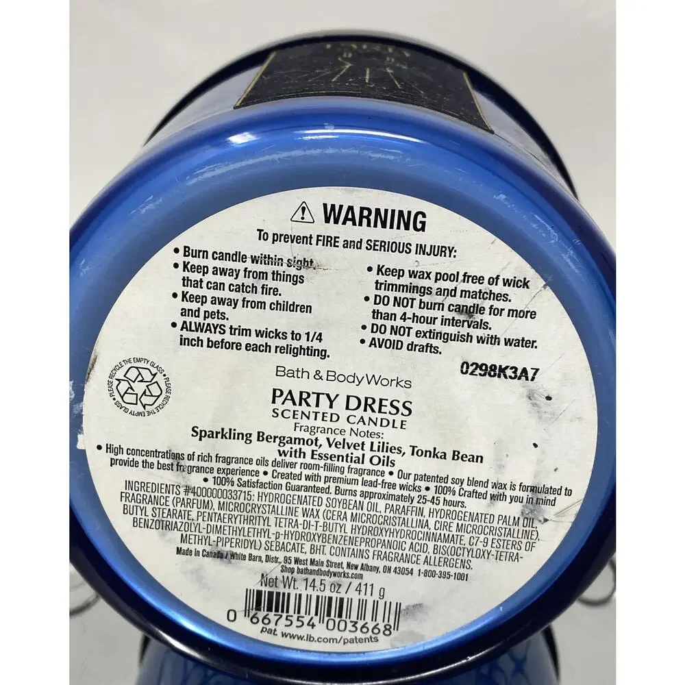 Bath & Body Works - Party Dress 2020 NEW (3 Wick 14.5 oz)